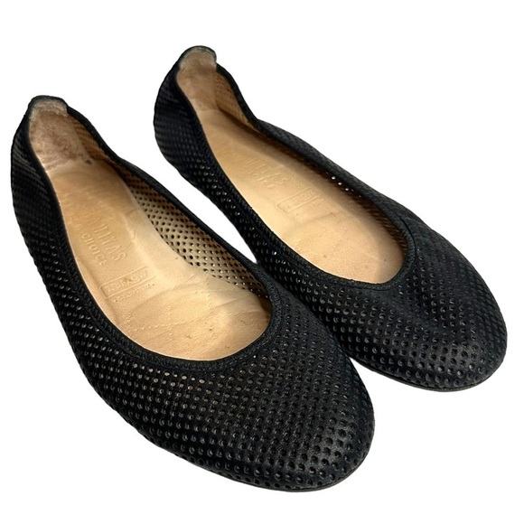 hispanitas Shoes - Hispanitas Soho Black Leather Perforated Round Toe Cheryl Ballet Flats Size 6.5
